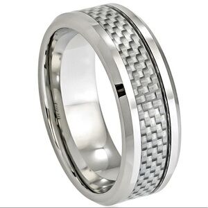 8mm Cobalt Gray Carbon Fiber Inlay Beveled Edge